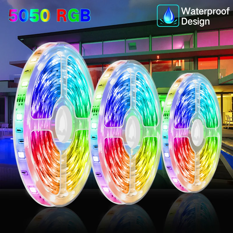 

Waterproof Led Strip 5050 Rgb Lint Wifi Control Led Lighting Strips Tape Smd Flexible Diode Tape Holiday Party Bluetooth Bedroom