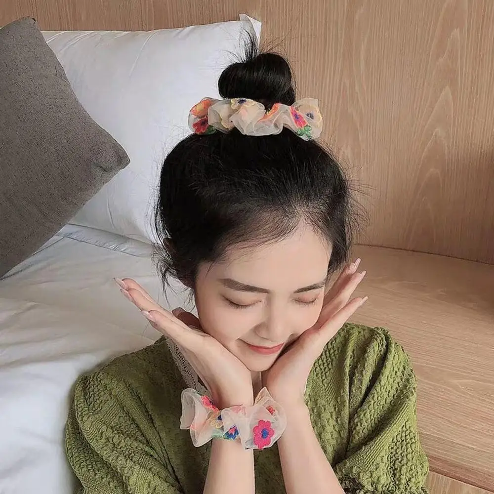 Винтажная вышитая Цветочная лента для волос сетчатая резинка в горошек повязка