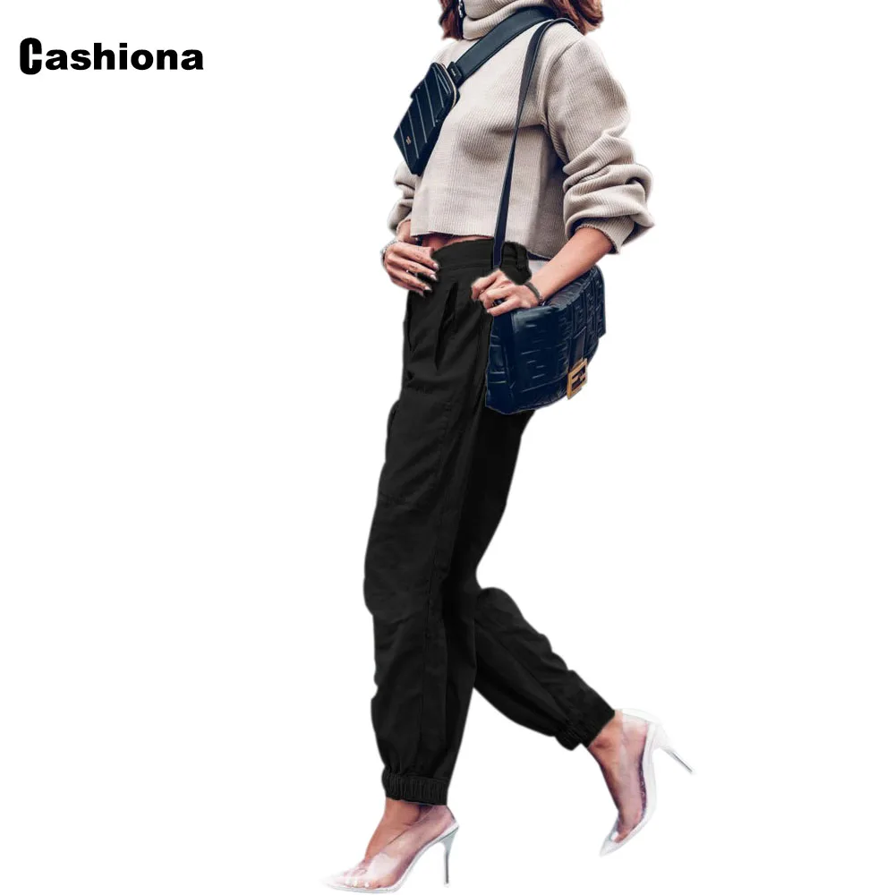 

Women High Waist Leisure Harem Pants 2021 New Spring Autumn Trouser Loose Bottom Solid Black Green Pants Womens Clothing 2021