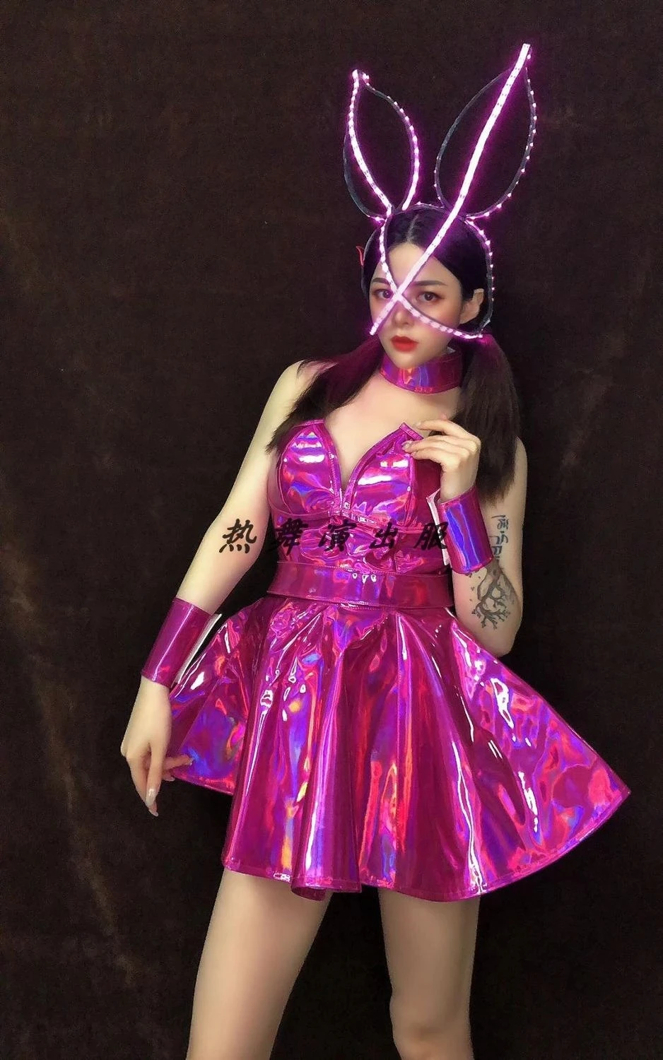 Кожаное платье для ночного клуба бара джазовых танцев костюмы певицы вечеринки