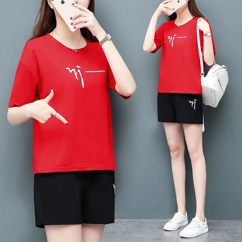 

2021 suit women's summer two piece suit large size foreign style leisure sports small fragrant lady