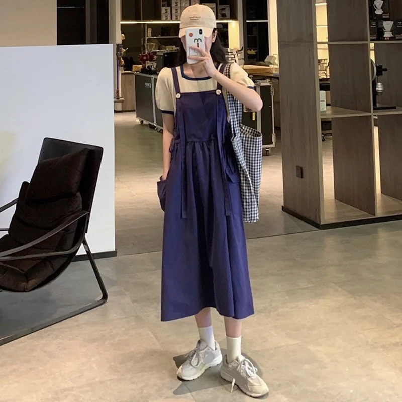 

Mori Style Gentle Women's Dress Summer 2021new Girlfriends Clothes Summer Mid-Length over-the-Knee Braces Skirt