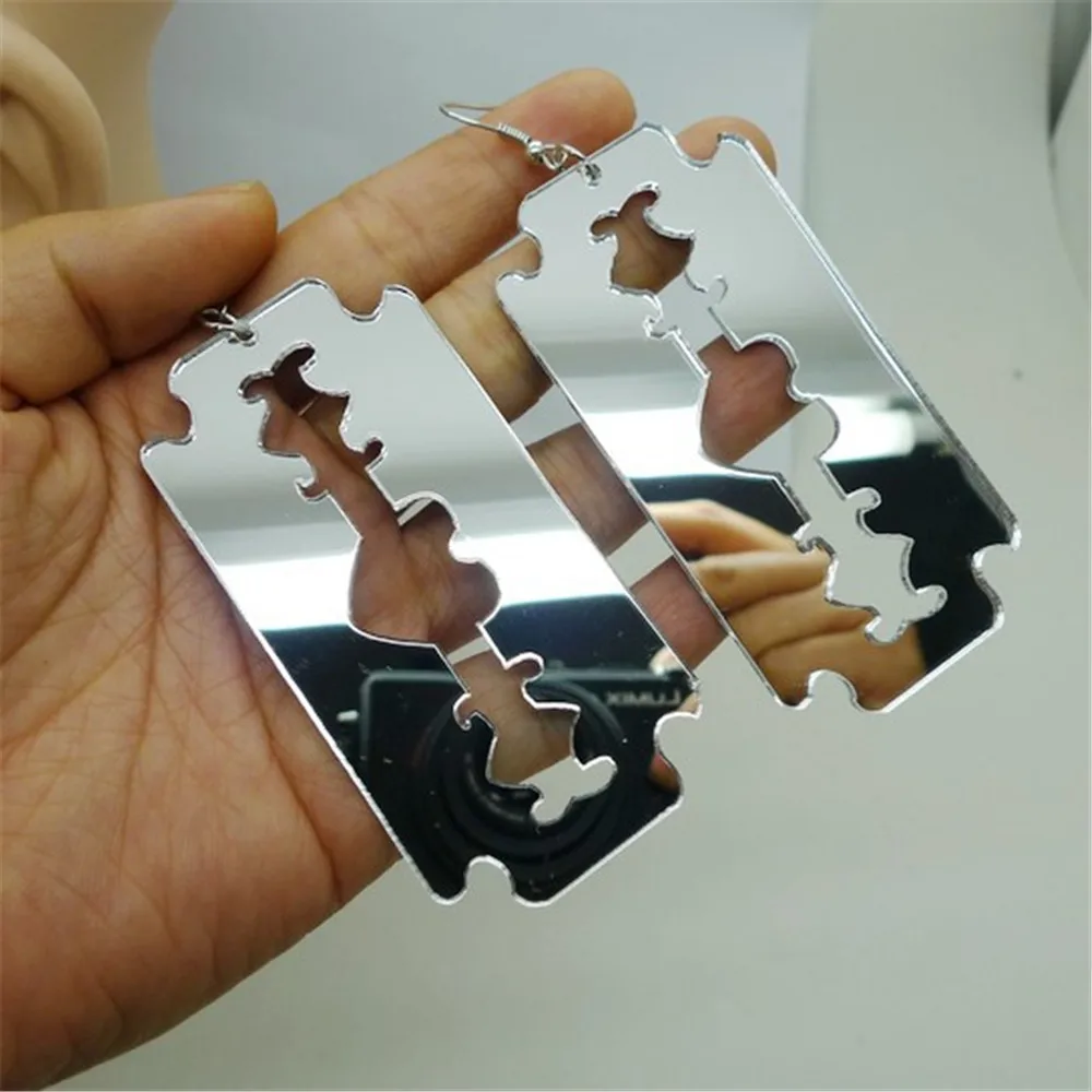 

New design acrylic The blade drop earrings for men women punk acrylic rock a razor blade earrings fashion jewelry accessories