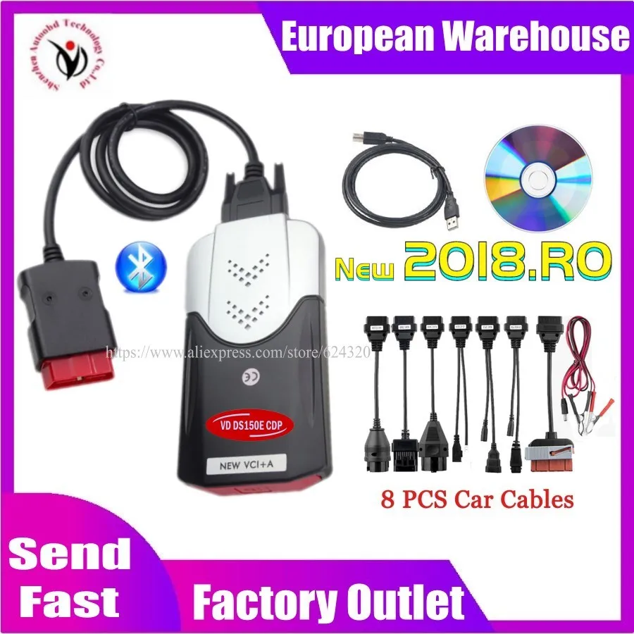 Новинка 2021 Obd2 сканер Vd Tcs Cdp Obd для delaksi DS150E 2018.R0 Bluetooth автомобиля грузовика