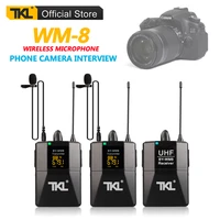 tkl wm 8 uhf wireless lavalier microphone 16 channel lapel microphone for mobile phone video recording camera live interview