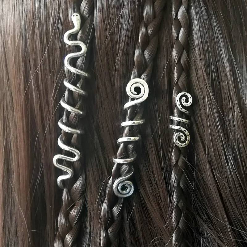

Viking Spiral Charms Beads Hair Braids Vintage Girl Hairpin Beard Barrettes Hair Beads Jewelry Hair Clip Hair Accessories