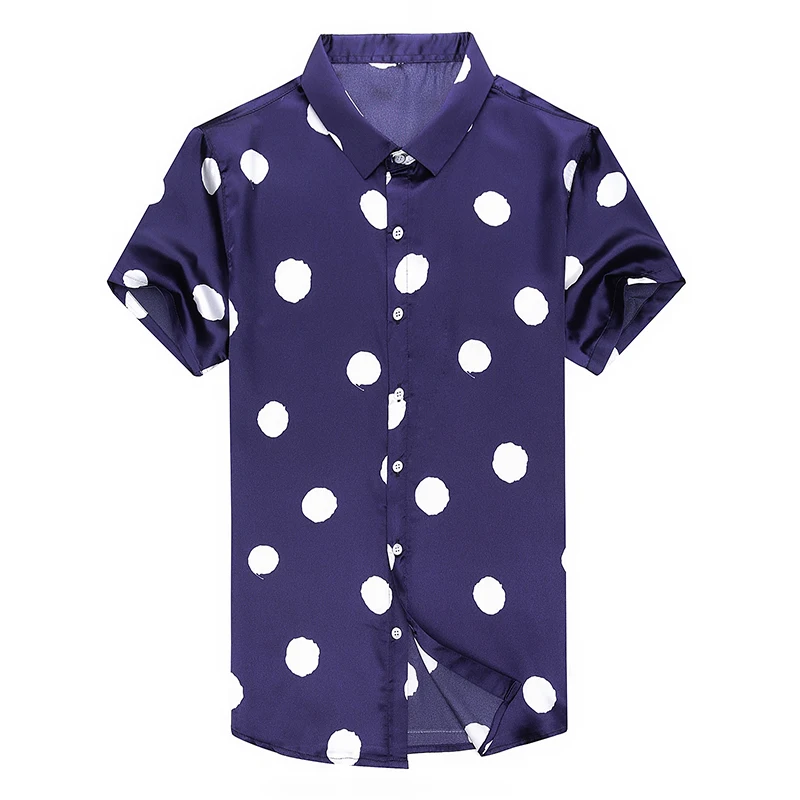 Летняя мужская одежда в горошек шелковая с принтом модные мягкие атласные