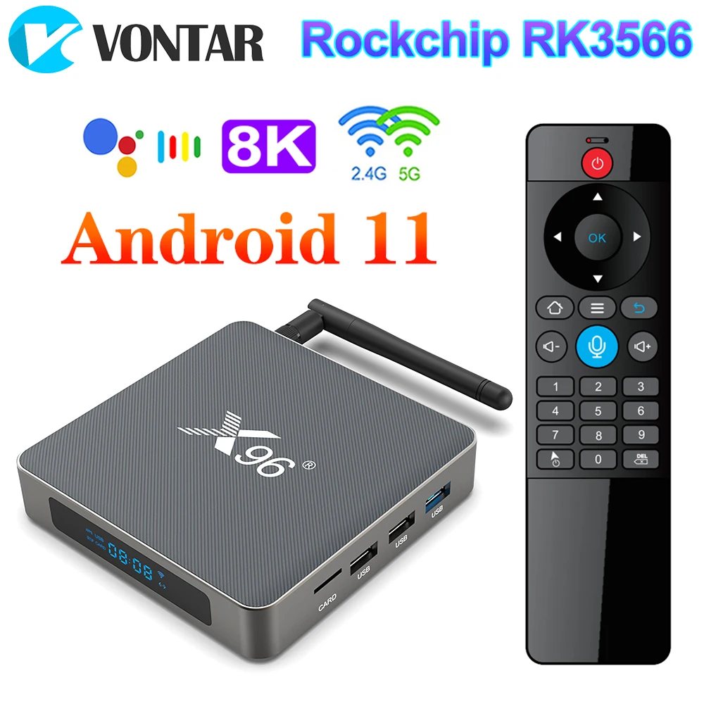 ТВ-приставка VONTAR X96 X6 Android 11 8 Гб RAM 128 Гб Rockchip RK3566 поддержка 4K 2T2R MIMO Dual Wifi 1000M 4G 64GB 32GB Медиаплеер - изображение