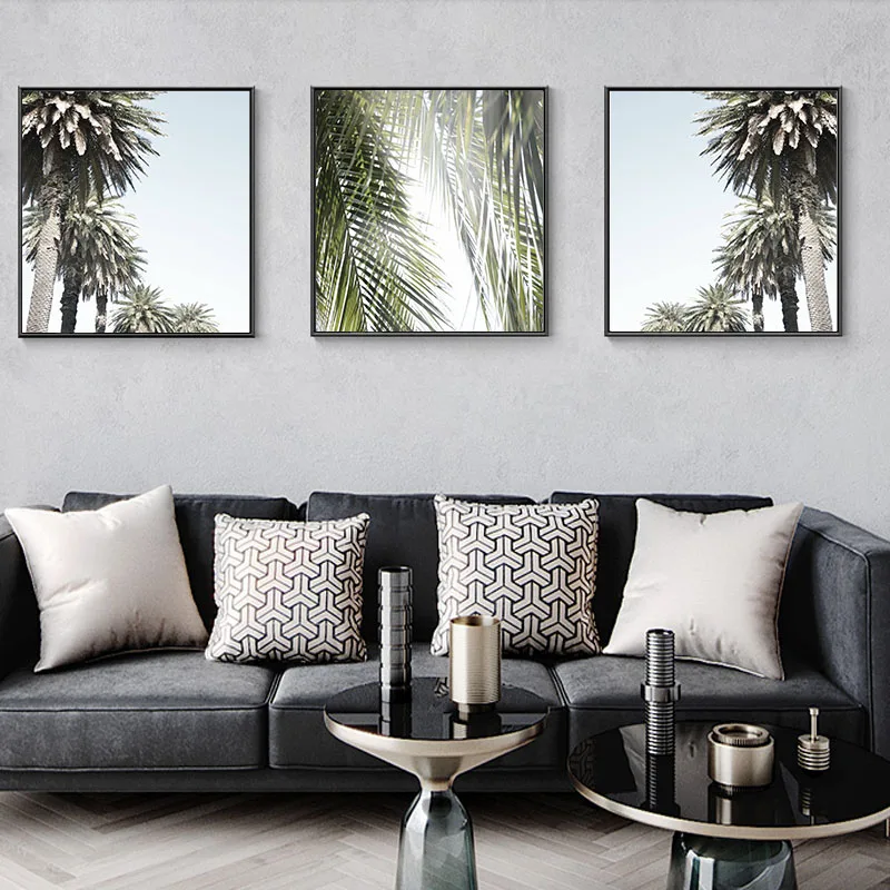 Скандинавские пальмовые плакаты с деревом и принтами тропические растительные