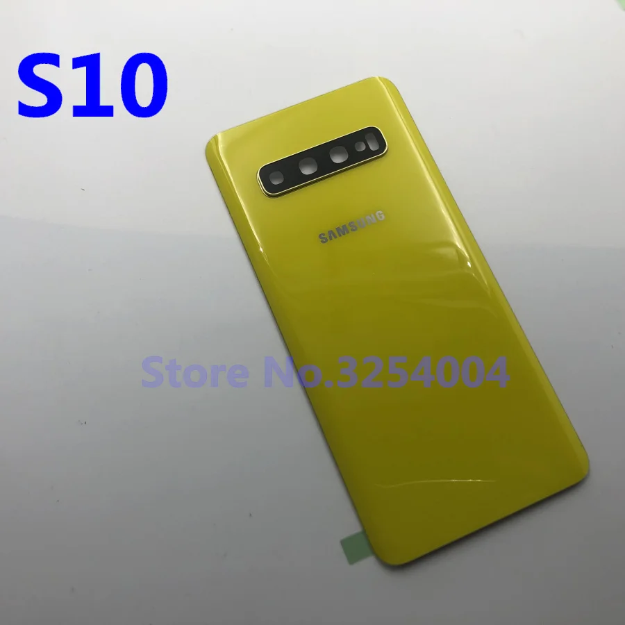 Запасное стекло для samsung Galaxy S10 S10e S10 Plus S10+ крышка для батареи задняя дверь корпус чехол для камеры стеклянная рамка для объектива - Цвет: S10 yellow