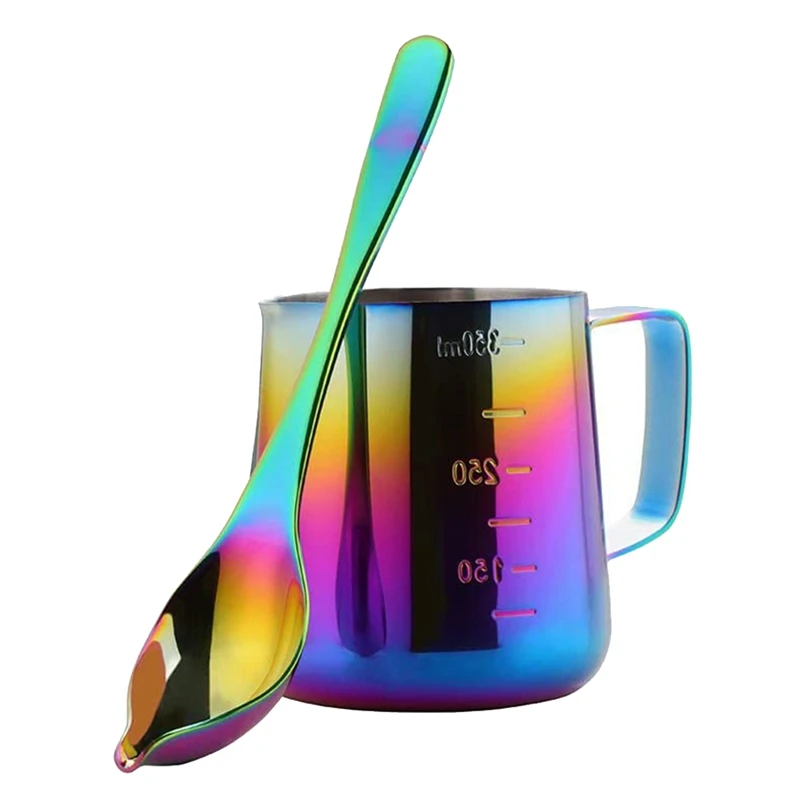 

Stainless Steel Coffee Milk Frothing Cup Pitcher Jug with Scale for Coffee Latte Art Milk Jugs with Decorating Pen