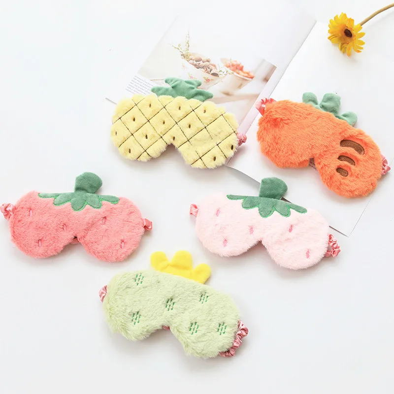 Спящая маска для глаз зимняя мультяшная 3D фруктовая милая плюшевая Накладка