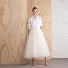 Женская Пышная юбка-пачка на молнии, элегантная белая трапециевидная юбка из тюля с 3D цветами, длиной до щиколотки, 2020