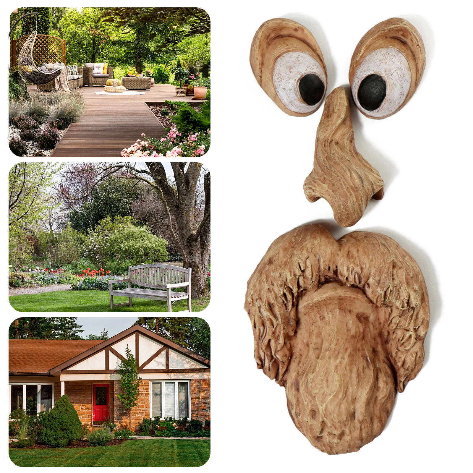 

Old Man Tree Face Hugger, Bark Facial Features Ornaments, Funny Art Decor