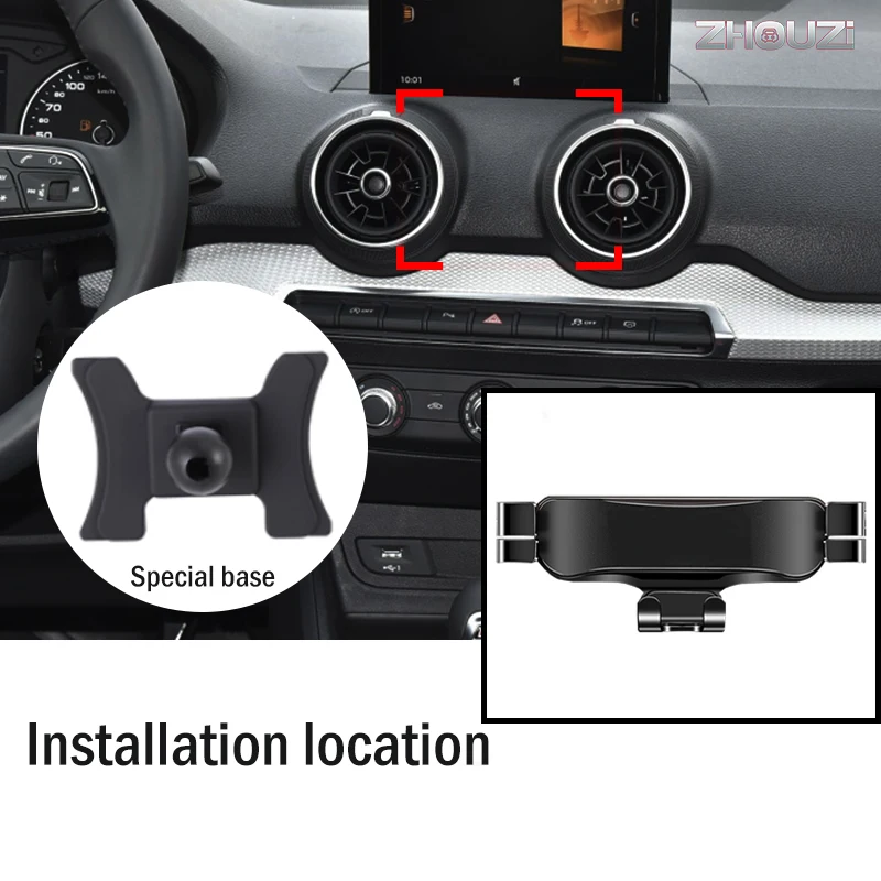 car mobile phone holder for audi q2 2018 2020 air vent outlet clip mounts stand gps gravity navigation bracket car accessories free global shipping