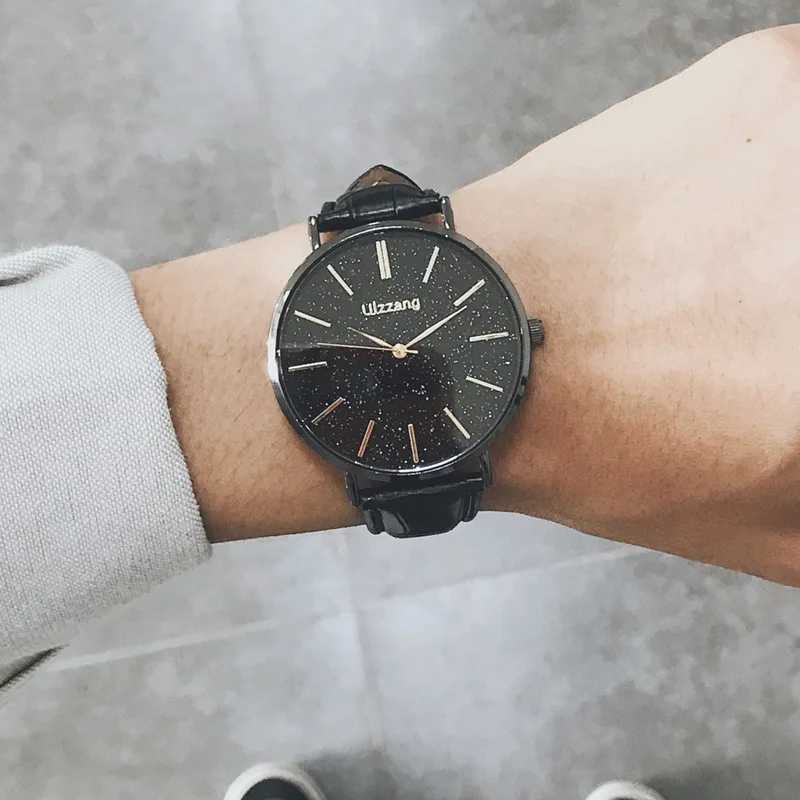 

Мужские кварцевые часы, с кожаным ремешком, в простом стиле