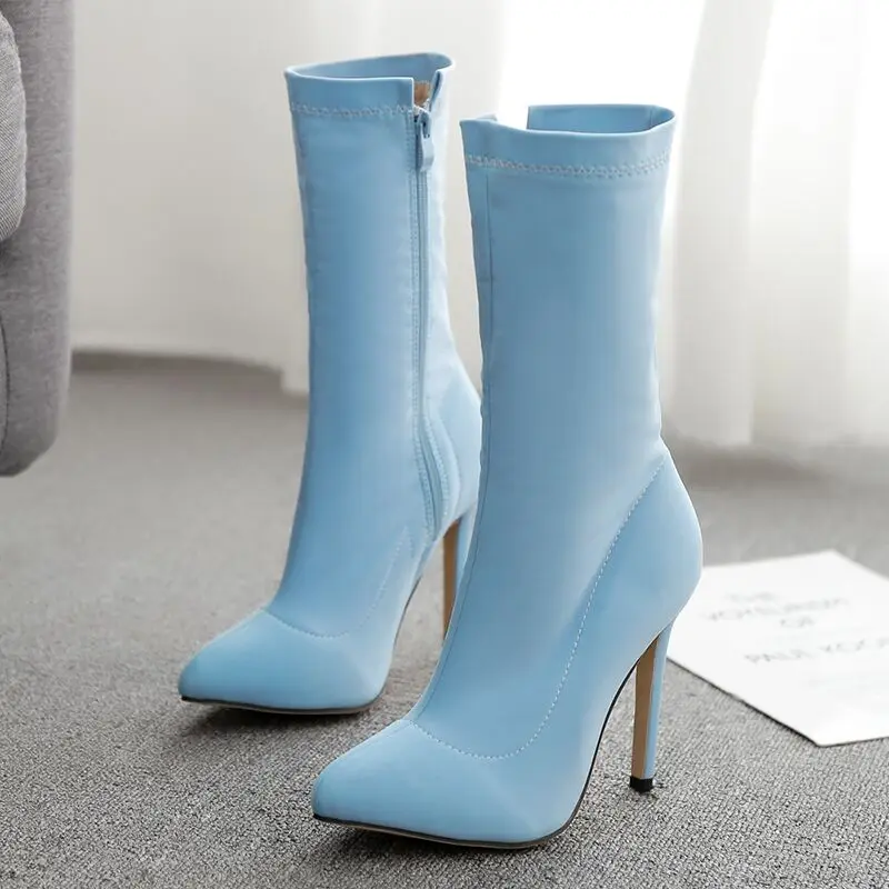 2019 г. большие размеры 42 женские Роскошные Фетиш Шелковый носок сапоги на высоком