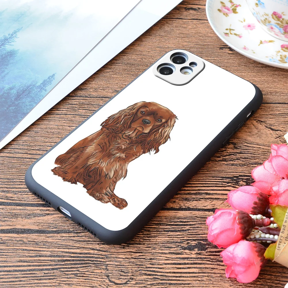 

For iPhone Cavalier King Charles Spaniel Ruby Print Soft Matt Apple iPhone Case