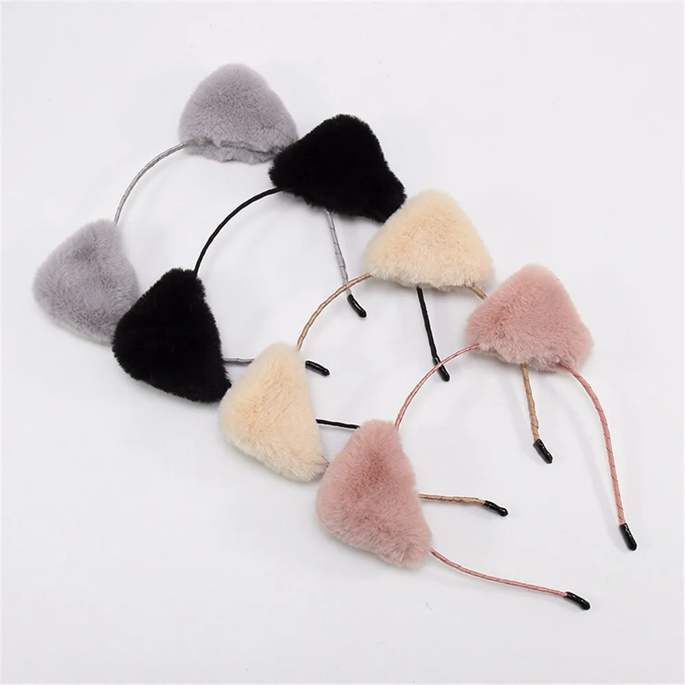 Ободок для волос с шариками кошачьими ушками Женский плюшевый ободок девушки