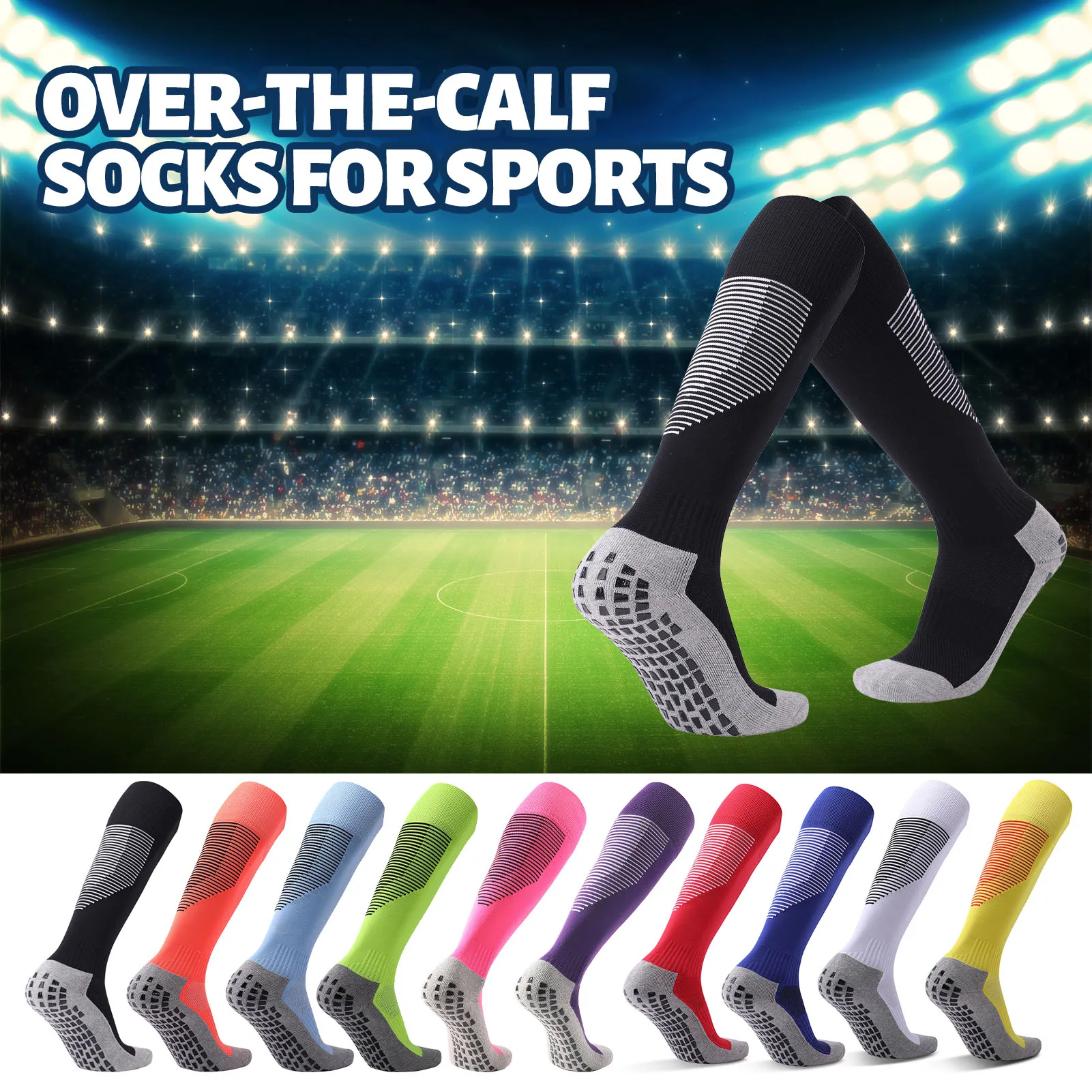 

Нескользящие футбольные носки с подушкой для футбола, лыжного спорта, баскетбола, велоспорта, Спортивные Компрессионные гольфы