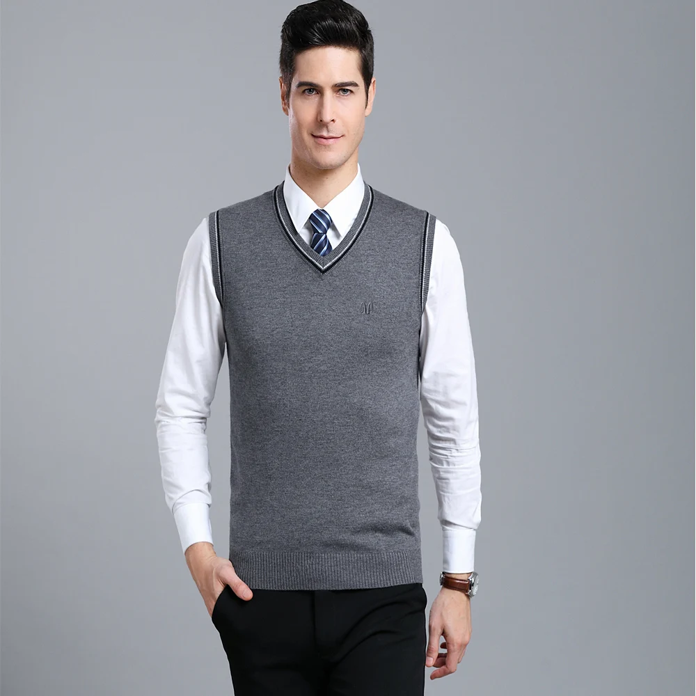 2019 Новое поступление сплошной цвет умный Повседневный свитер жилет мужские