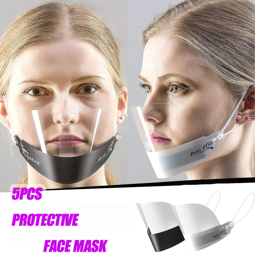 5 шт. маска для рта взрослых защитная лица козырек visiere transparente shield пластиковая