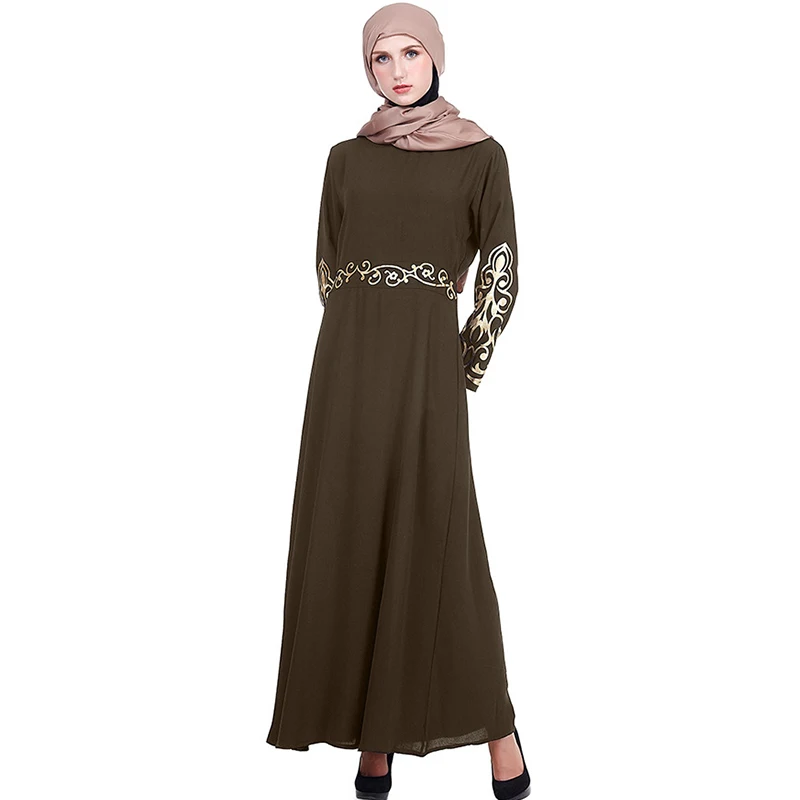 

2019 New Arrival Abaya Turkey Autumn Winter Muslim Women's Fashion Hot Stamping Simple Dress Dubai Islamic Clothing