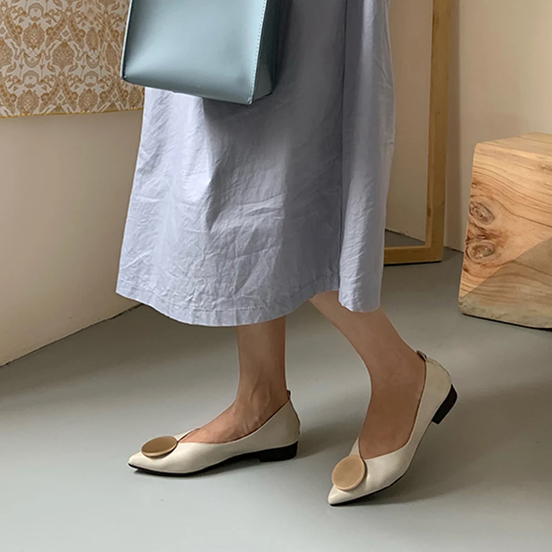 Дизайнерская обувь на плоской подошве женские балетки Модные в Корейском стиле