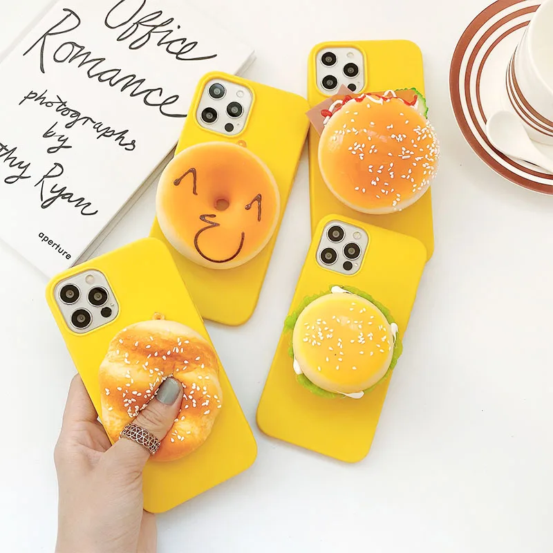 

3D Funny yummy food hamburger donuts Phone Case For OPPO Reno 4i 4Lite 4se 4f 4z 3 Z ACE2 Findx 2 Pro X2 NEO Soft silicone Cover
