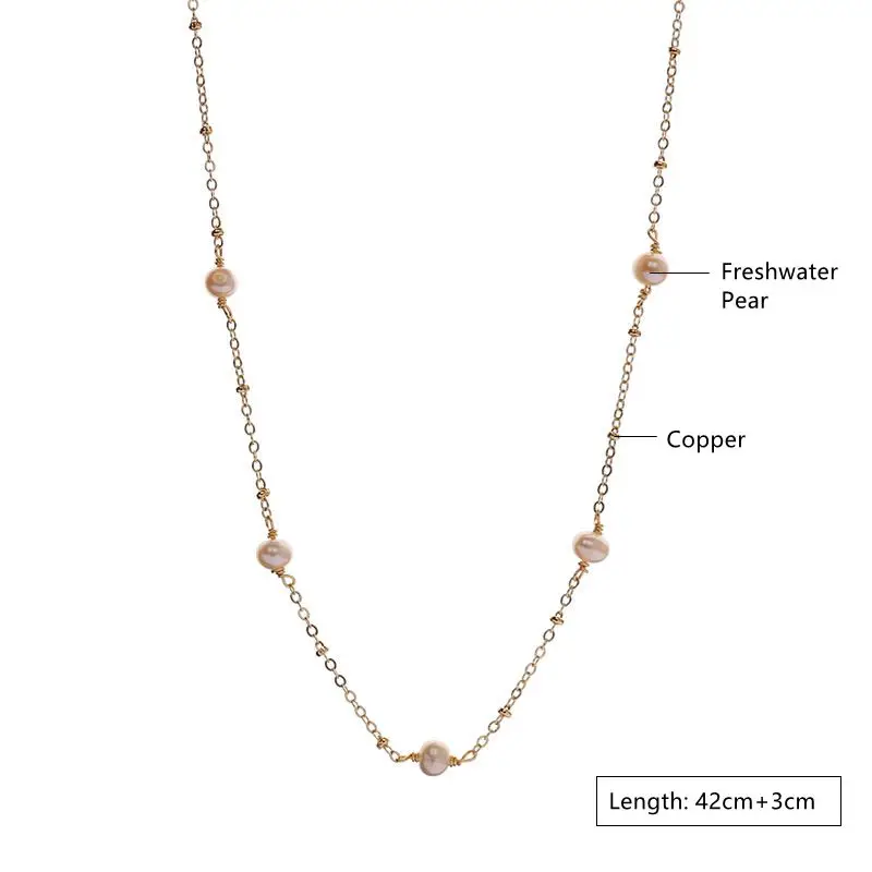 

Korean Fashion White Freshwater Pearl Beads Chain Necklace Jewelry Simple Metal Choker Necklace for Women Wholesale XL019