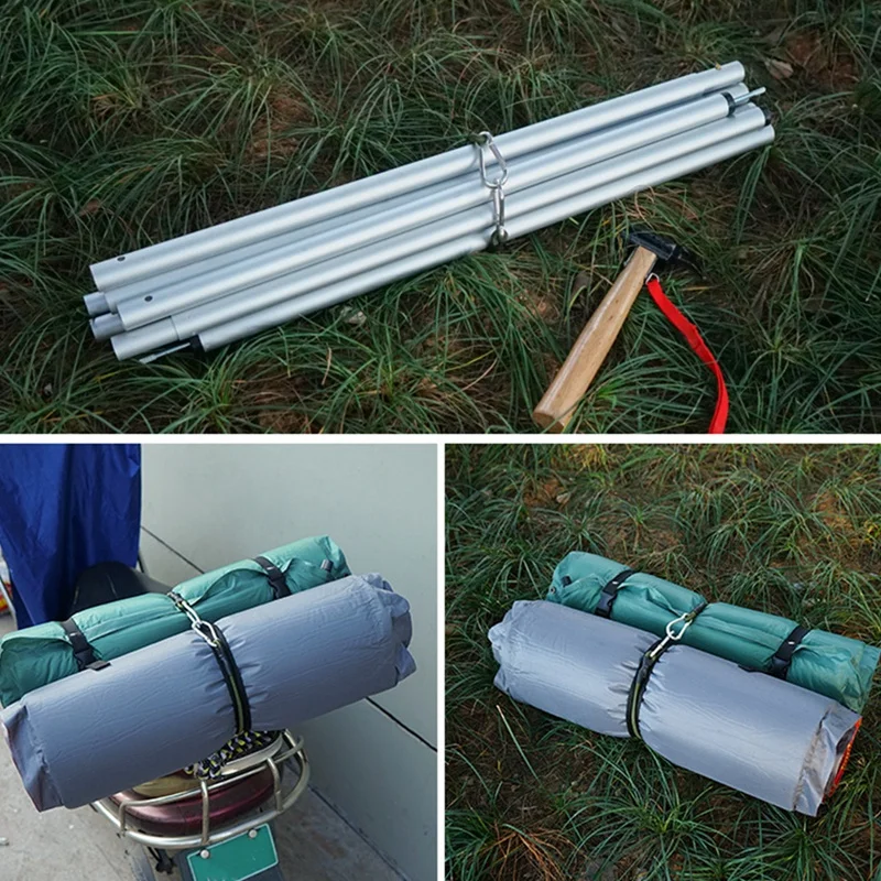 

Outdoor Carabiner Elastic Rope Elastic Band Tent Lanyard 8mm Camping Clothesline Baggage Binding Rope Packing Belt, 4PCS