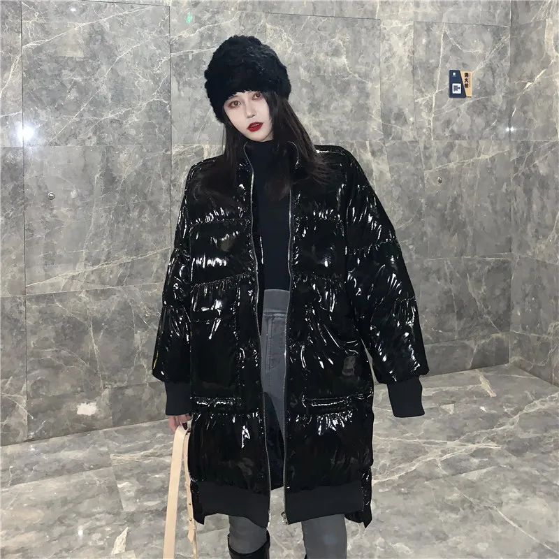 Новинка Осень зима 2019 Женская хлопковая куртка модное блестящее корейское