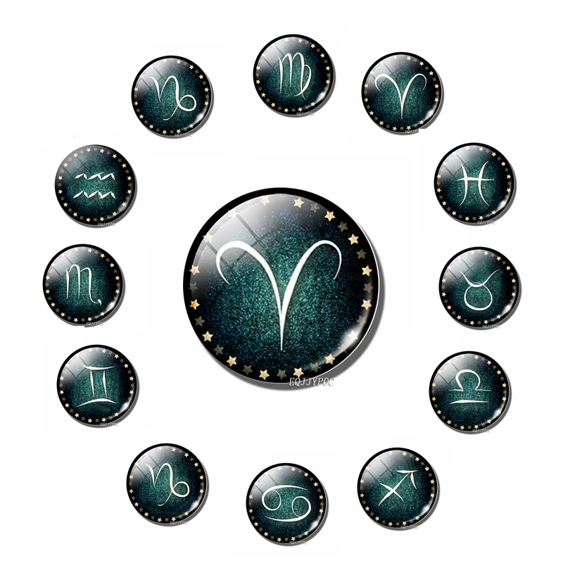 12 знаков зодиака магнит на холодильник стеклянный купол звезда шаблон Созвездие доска объявлений наклейка день рождения памятная фриджем домашний декор