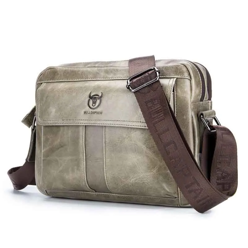 

High-Quality Leather Large-Capacity Briefcase Shoulder Messenger Bag Men's Double-Layer Casual Leather Horizontal 11-Inch Bag