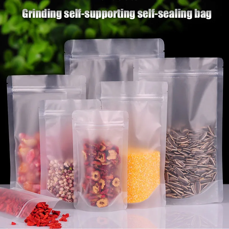 

100 Pcs Frosted Zipper Resealable Stand Up Bags Snack Food Tea Packing Pouches DC156