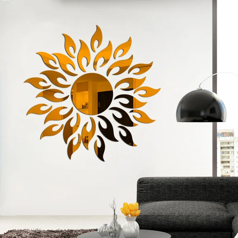

27 Pcs Wall Mirror Sticker Flower Style Stickers Living Room Decor Various Combinations Of Different Sizes DIY Wall Decoration