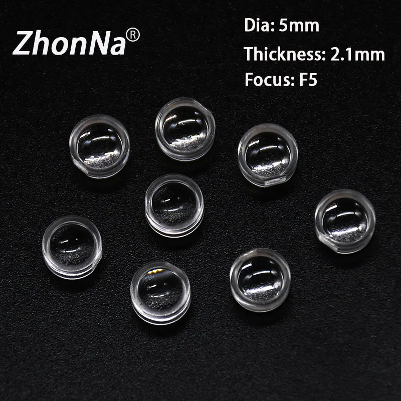 

5mm Diameter Optical Focusing Lens F5 Focal Length Laser Installation Accessories PMMA Material 300-1000nm Profession Lens 5PCS