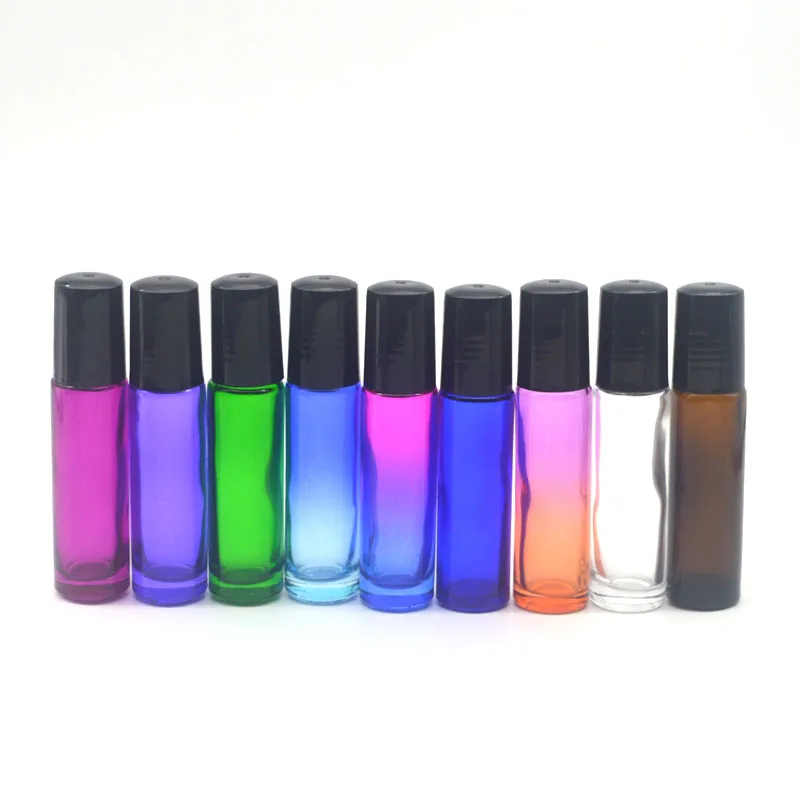 

3pcs Gradient Colorful 10cc Thick Glass Roller Vial Empty Perfume Essential Oil Test Bottle 10ml Roll-On Vial