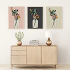 Настенная картина с цветочным принтом, абстрактные постеры в стиле бохо, минималистичные растительные рисунки для украшения гостиной
