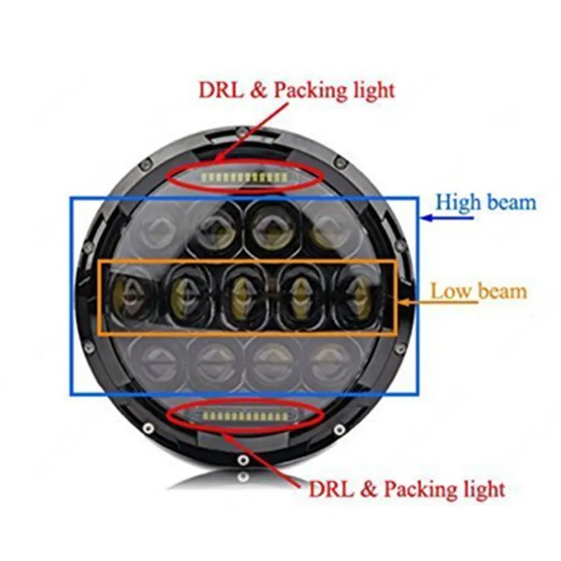2x 7" Round LED Headlight Bulbs 7 Inch Headlights DRL Driving Light Headlamp for Jeep Wrangler jk lada niva 4x4 | Автомобили и