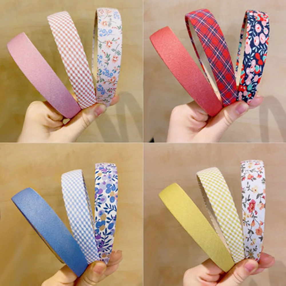 Haimeikang Retro Floral Plaid Hairband Bezel Hoop Fashion Solid Color Washing Headband Hair Women Girls Accessories |