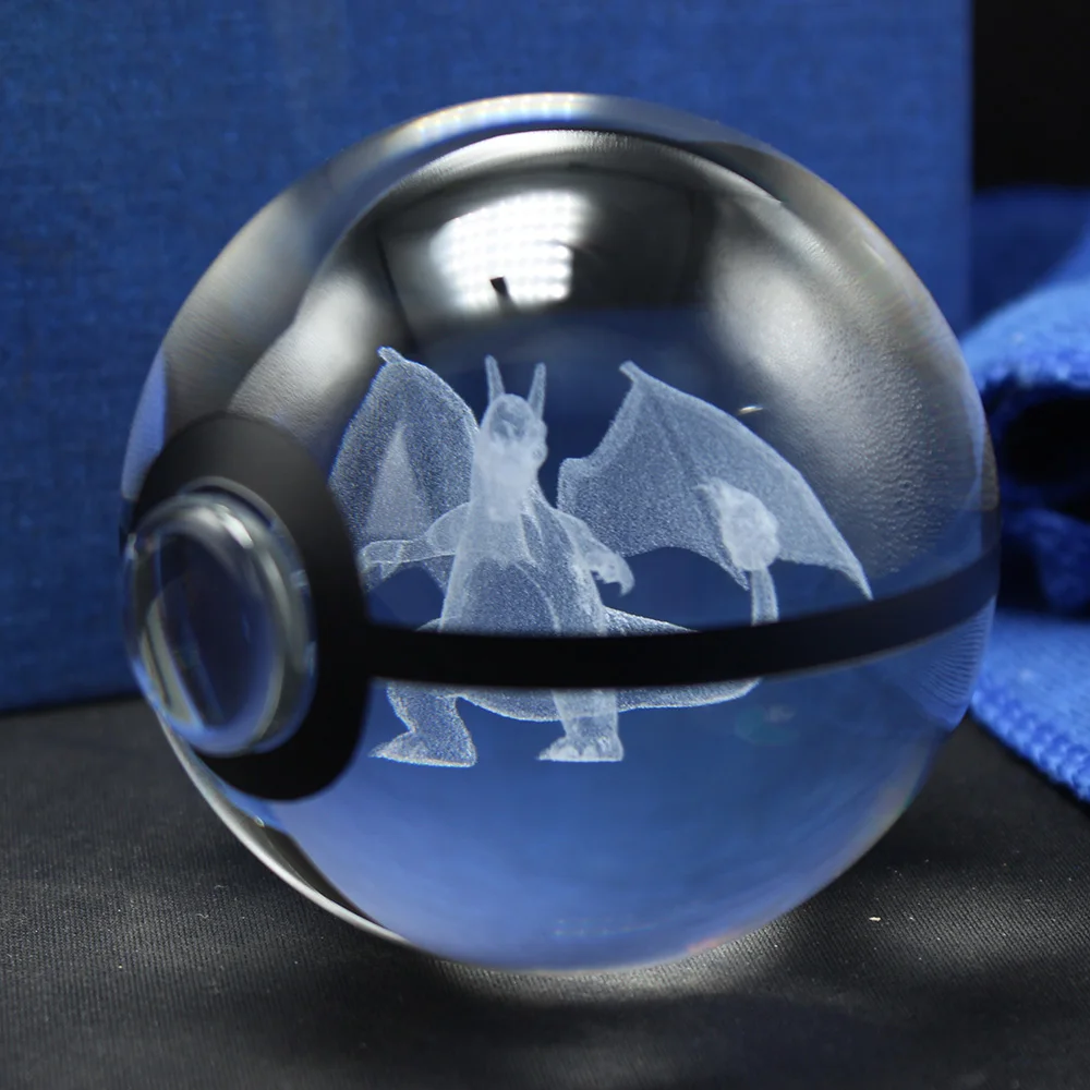 Горячая новинка 80 мм Pokeball Кристалл Pokemon Go мяч с лазерной гравировкой Charizard даркрай Archelomon Bakemon Digimon подарок для приключений