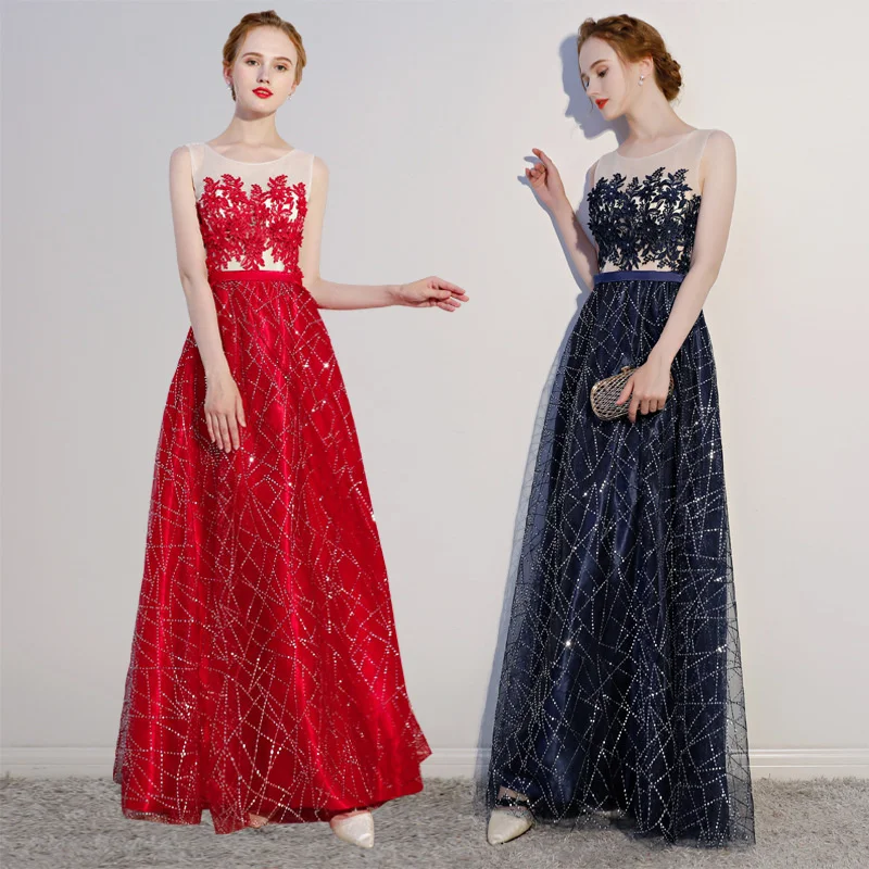 

High-end Feast Evening Dress Female New Style Noble And Elegant Temperament Slim Red Host Dress Fashion Temperament