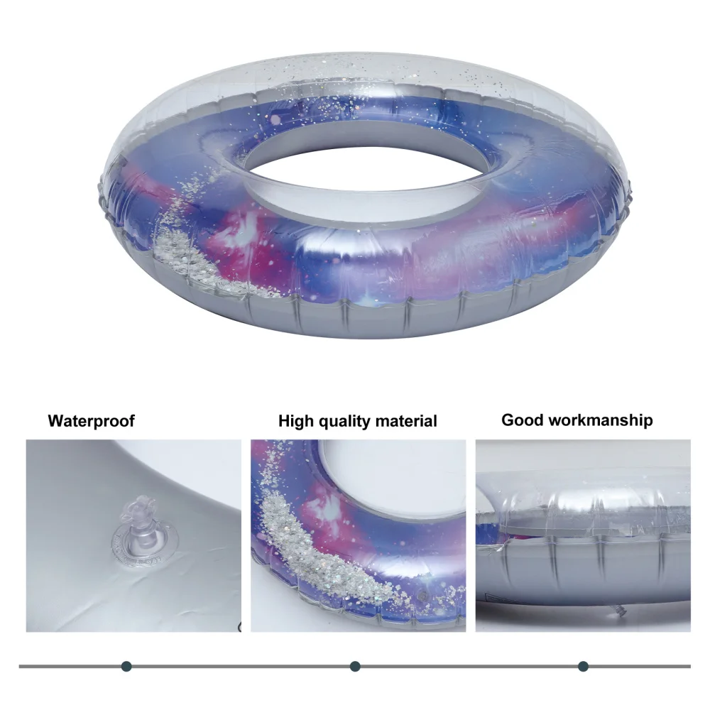 

1pc Inflatable Swimming Ring Starry Pattern Sequin PVC Summer Float Ring
