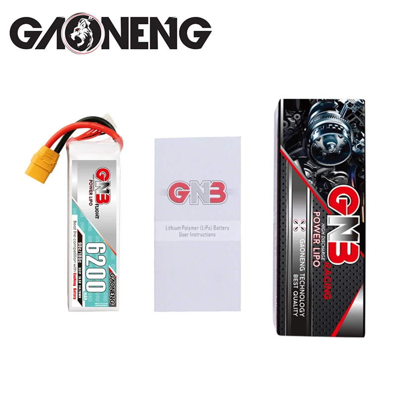 GAONENG-bater&iacute;a LiPo para Dron de carreras, accesorio de repuesto para cuadric&oacute;ptero teledirigido, GNB 18,5 V, 6200mAh, 90C, 5S, FPV, T/XT60/XT90/EC5/TRX-4