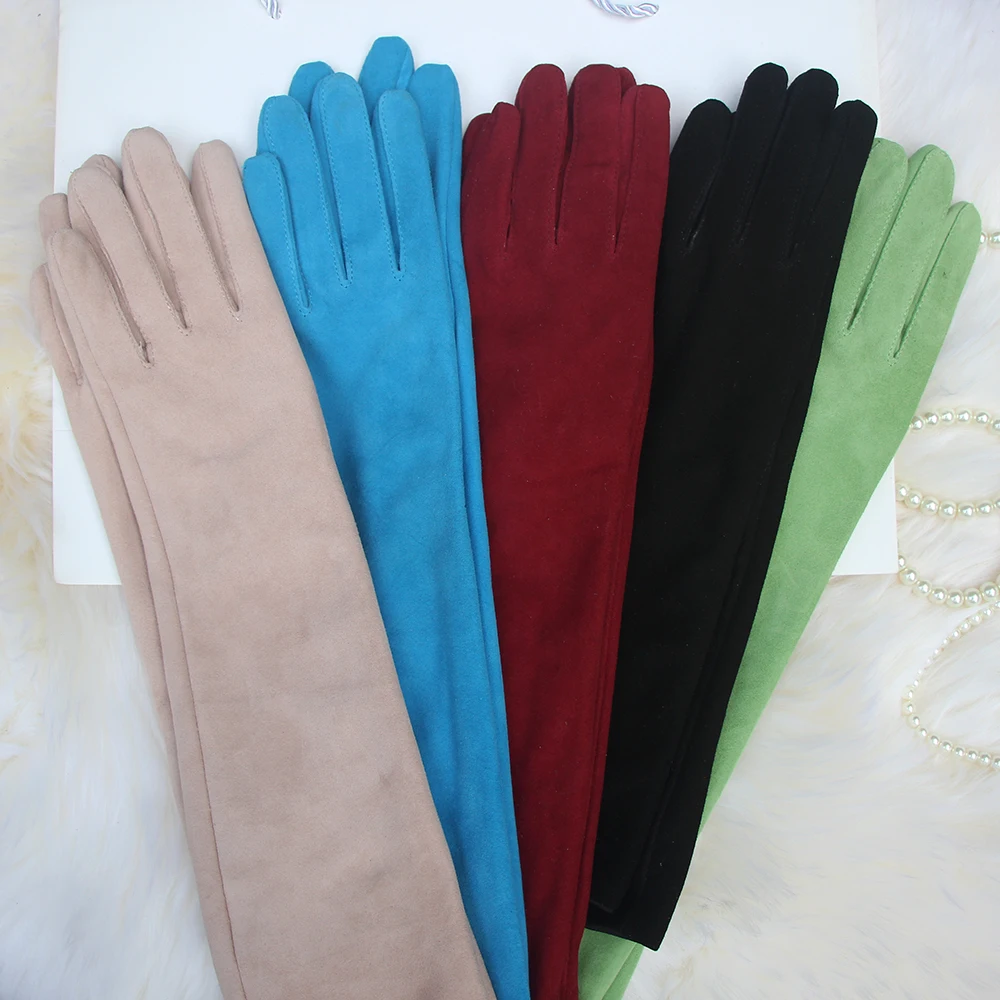 Long leather gloves for women Suede leather party evening Customized real genuine leather long gloves Catwalk shows  Photography