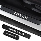 4 шт., декоративные наклейки на пороги автомобиля Tesla Model 3 S X Y P100D