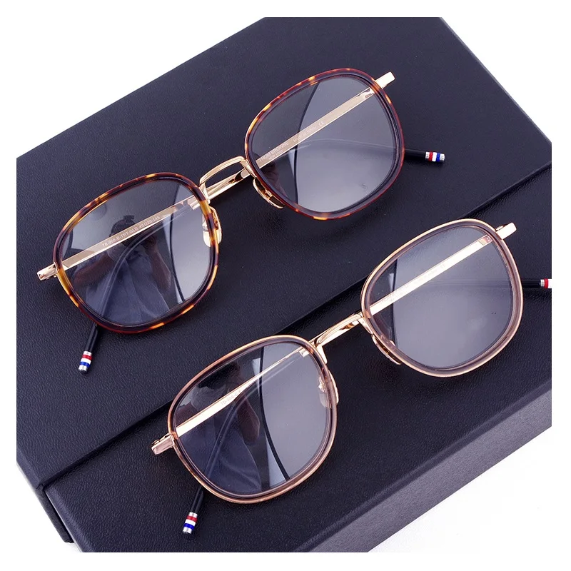 

Солнцезащитные очки Thom бренд в ретро-стиле с квадратным ацетат сплава, очки с оправой для Для мужчин и Для женщин Для мужчин TB906 Оправы для бл...