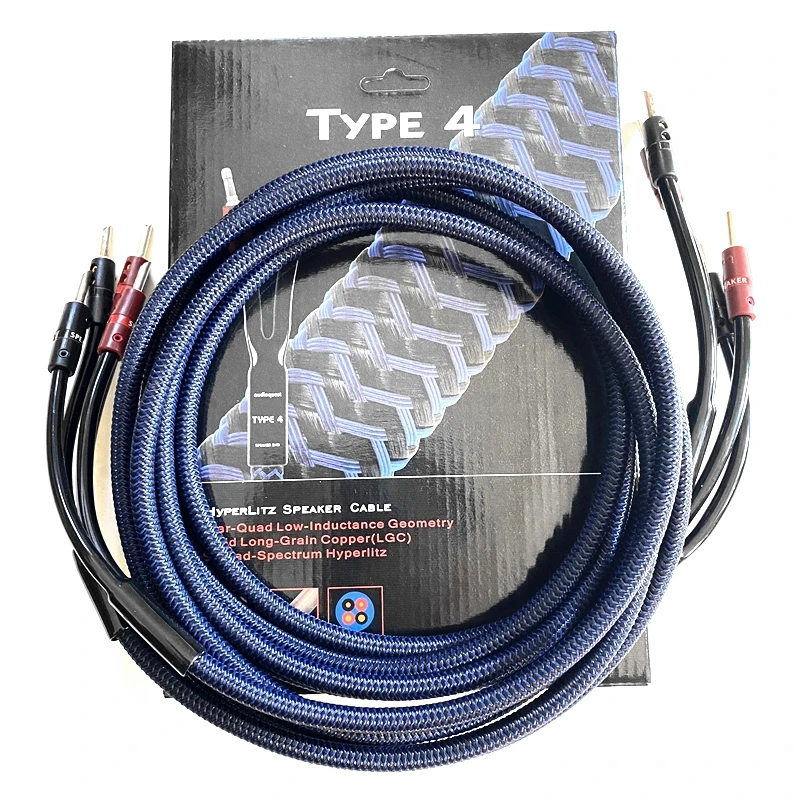 Одна пара HiFi аудио кабелей Тип 4 динамик кабель серебристый Банановый штекер с