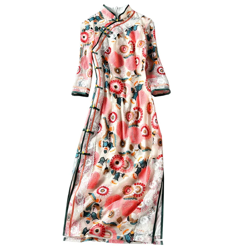 

Lady Elegant Blauw Jurken Chinese Stijl Retro Slim Qipao Koreaanse Vrouw Vintage Cheongsam Sexy Bodycon Mini Jurk Vintage Vestid